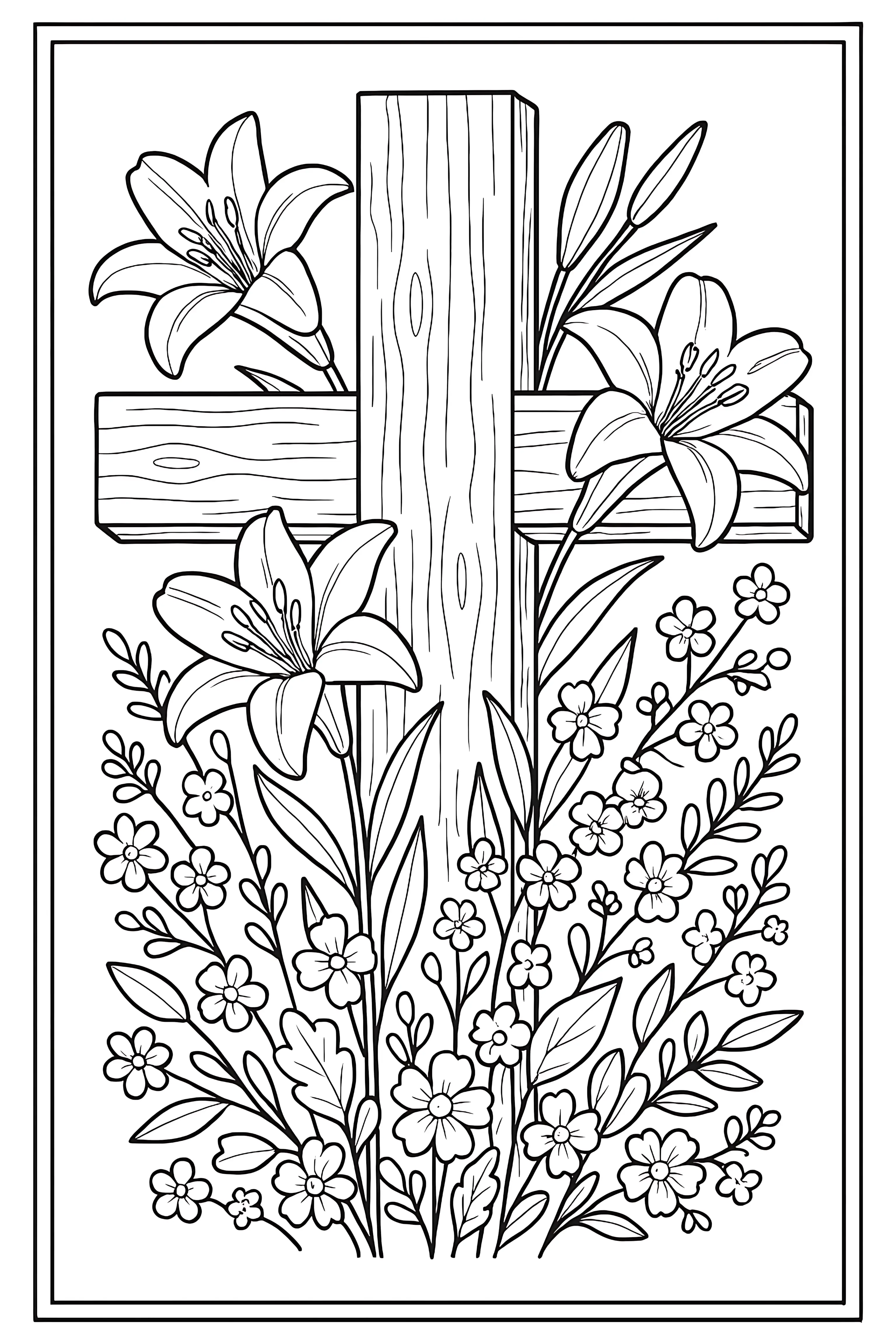 Cross  Flowers  Coloring  Page
